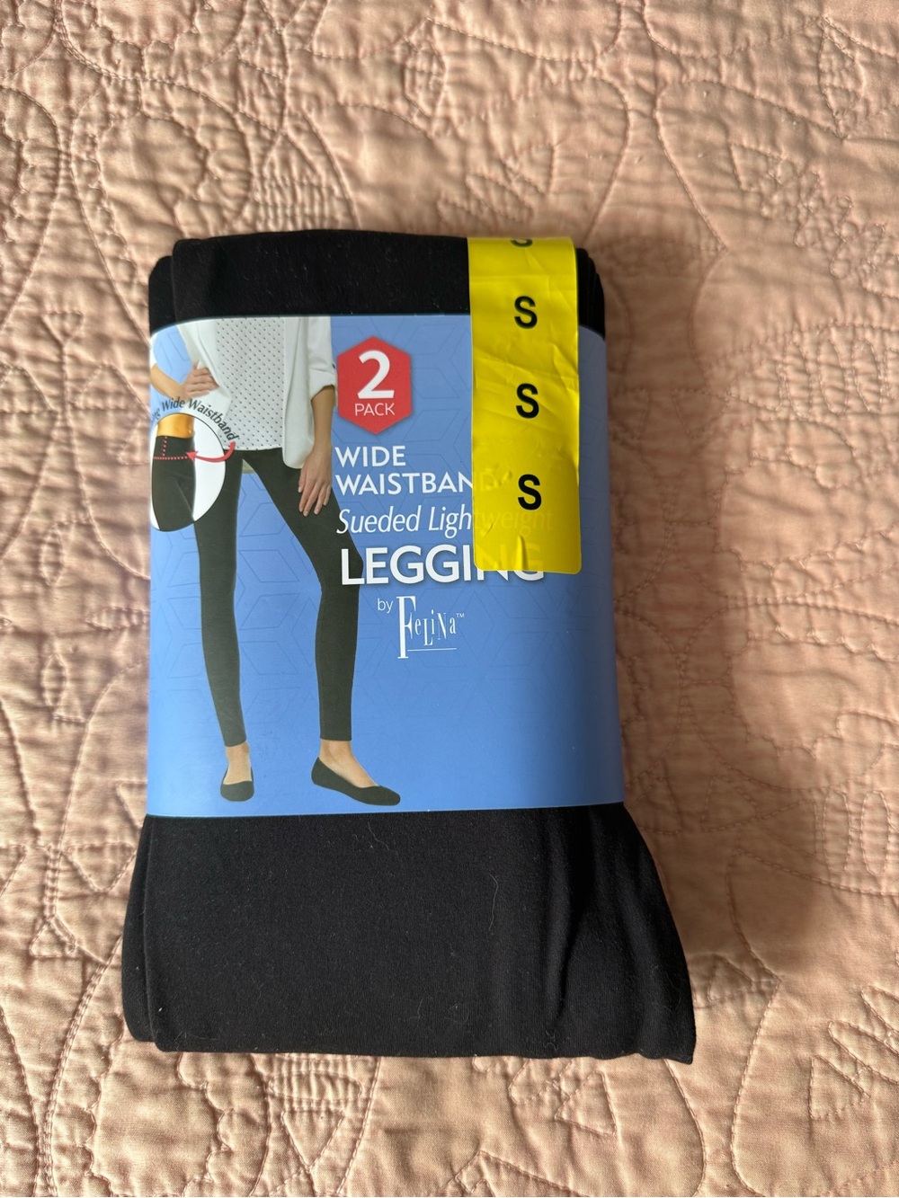 Felina Black Sueded-Light Leggings with Wide Waistband - 2 Pack